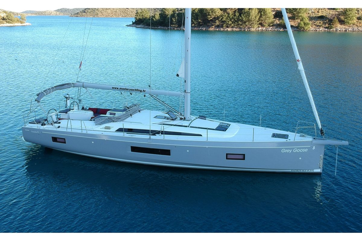 Exterior view of Grey Goose, a Beneteau Oceanis 51.1 sailboat at Općina Sukošan, Croatia