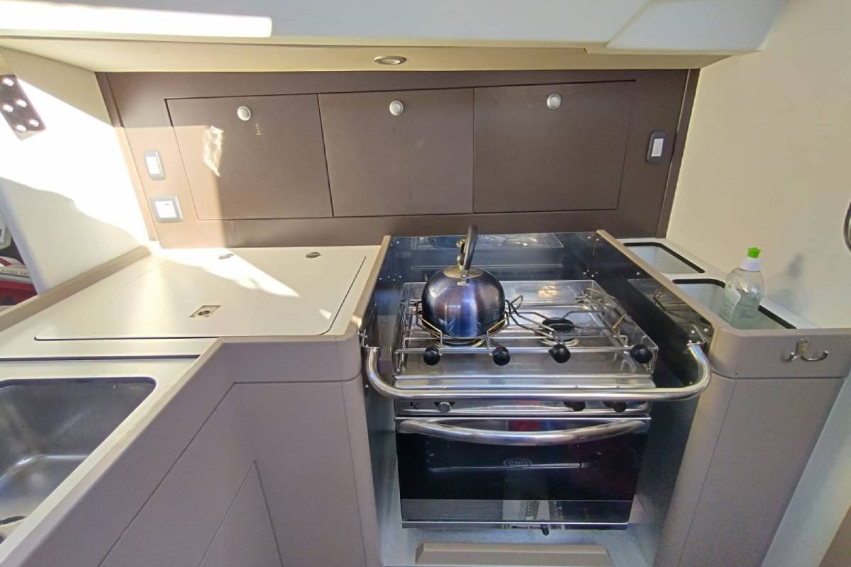 Galley of Bag Dir 3, a RM Yachts RM 1070 sailboat at Saint-Cast-le-Guildo, France