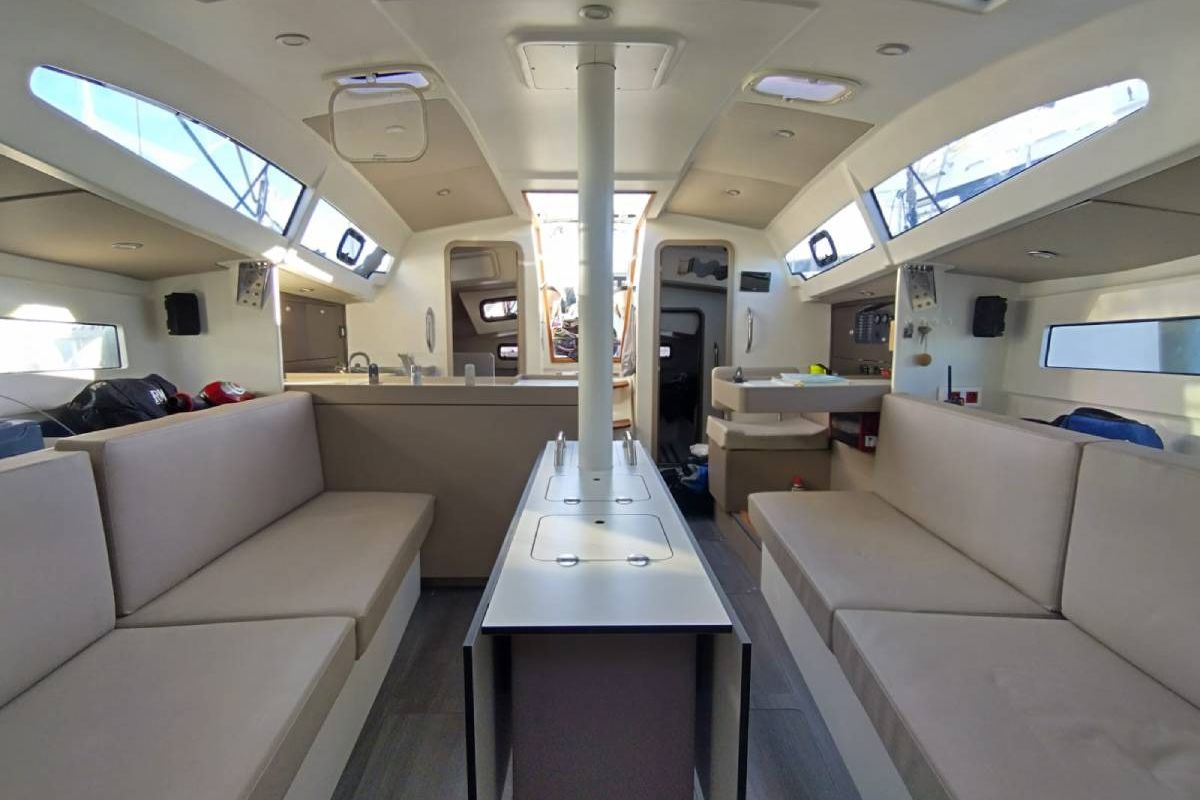 Salon of Bag Dir 3, a RM Yachts RM 1070 sailboat at Saint-Cast-le-Guildo, France
