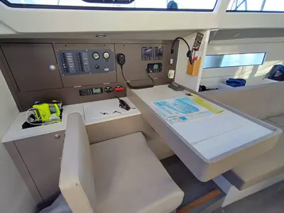Cockpit of Bag Dir 3, a RM Yachts RM 1070 sailboat at Saint-Cast-le-Guildo, France