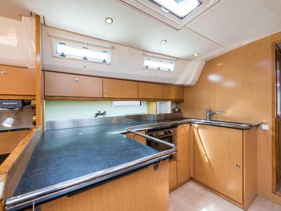 Galley of Altair, a Bavaria 50 Cruiser sailboat at Svoronata, Greece