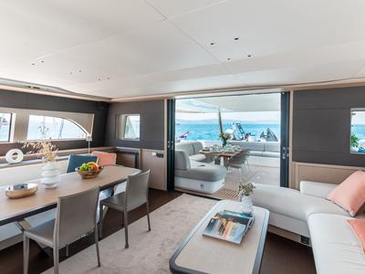 Salon of Seaductive Orca, a Lagoon Sixty 5 catamaran at Split, Croatia
