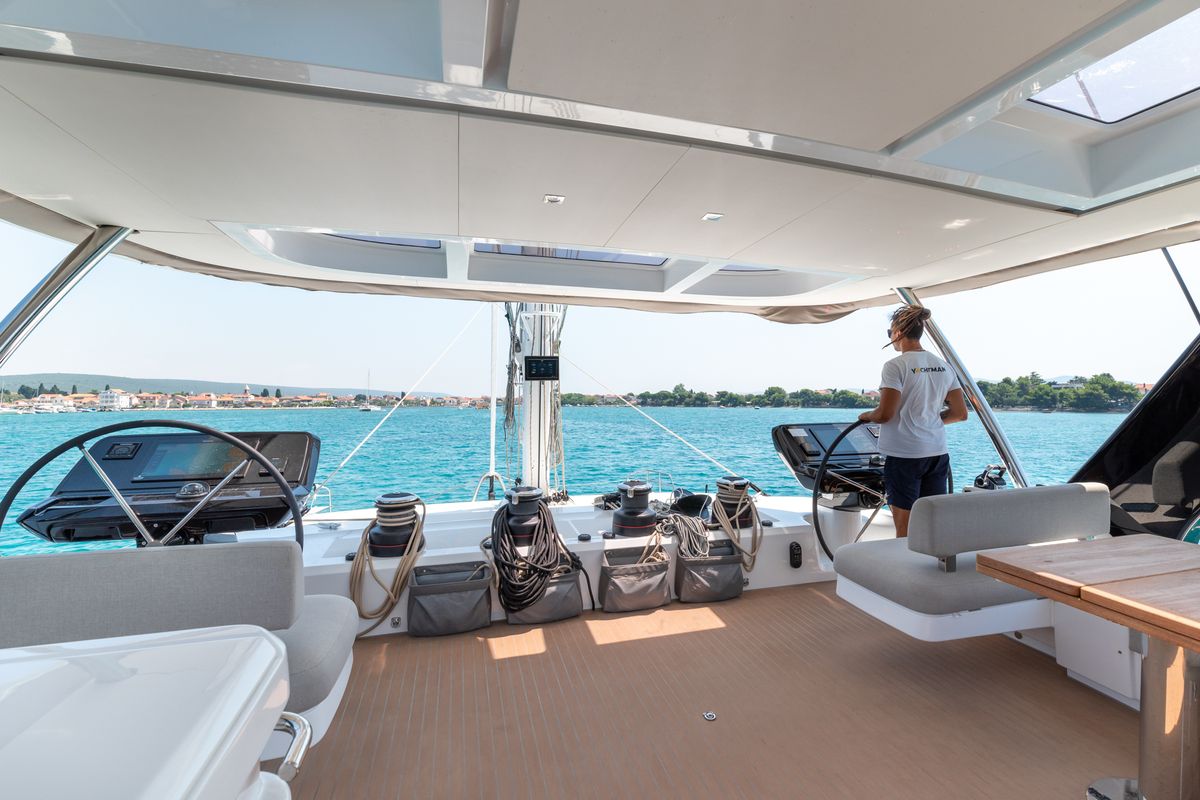 Cockpit of Seaductive Orca, a Lagoon Sixty 5 catamaran at Split, Croatia