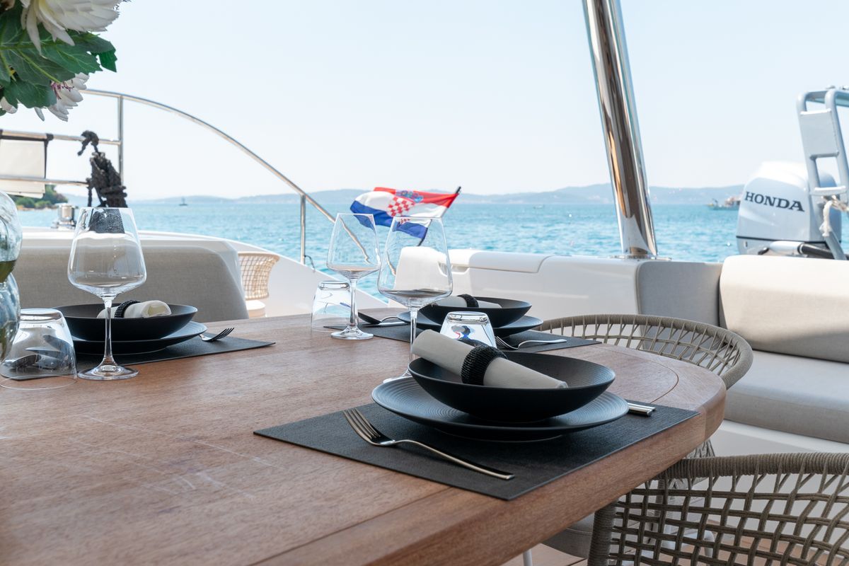 Deck of Seaductive Orca, a Lagoon Sixty 5 catamaran at Split, Croatia