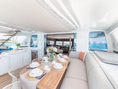 Deck of Seaductive Orca, a Lagoon Sixty 5 catamaran at Split, Croatia