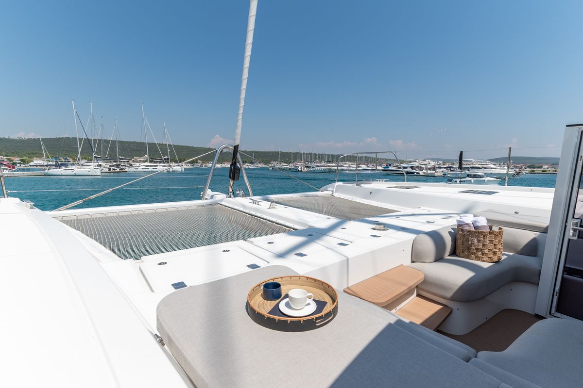 Deck of Seaductive Orca, a Lagoon Sixty 5 catamaran at Split, Croatia