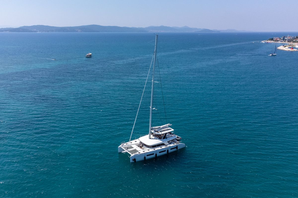 Exterior view of Seaductive Orca, a Lagoon Sixty 5 catamaran at Split, Croatia