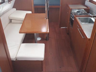 Salon of Naima, a Beneteau Oceanis 38.1 sailboat at Cannigione, Italy