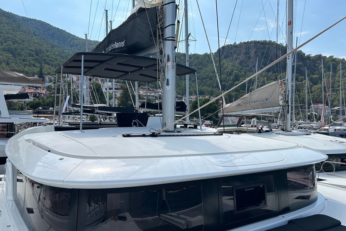 Deck of Lua, a Lagoon 46 catamaran at Fethiye, Turkey