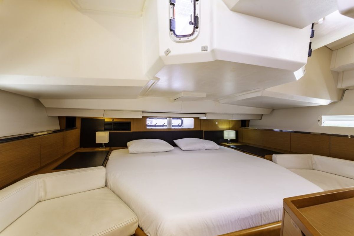 Cabin on Sea Wolf, a Jeanneau Sun Odyssey 44 DS sailboat at Ribishi, Saint Vincent and the Grenadines