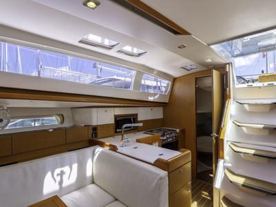 Galley of Sea Wolf, a Jeanneau Sun Odyssey 44 DS sailboat at Ribishi, Saint Vincent and the Grenadines