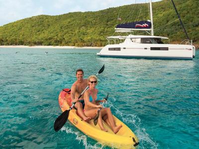 Exterior view of Moorings 4500 Club, a Leopard 45 catamaran at Općina Marina, Croatia
