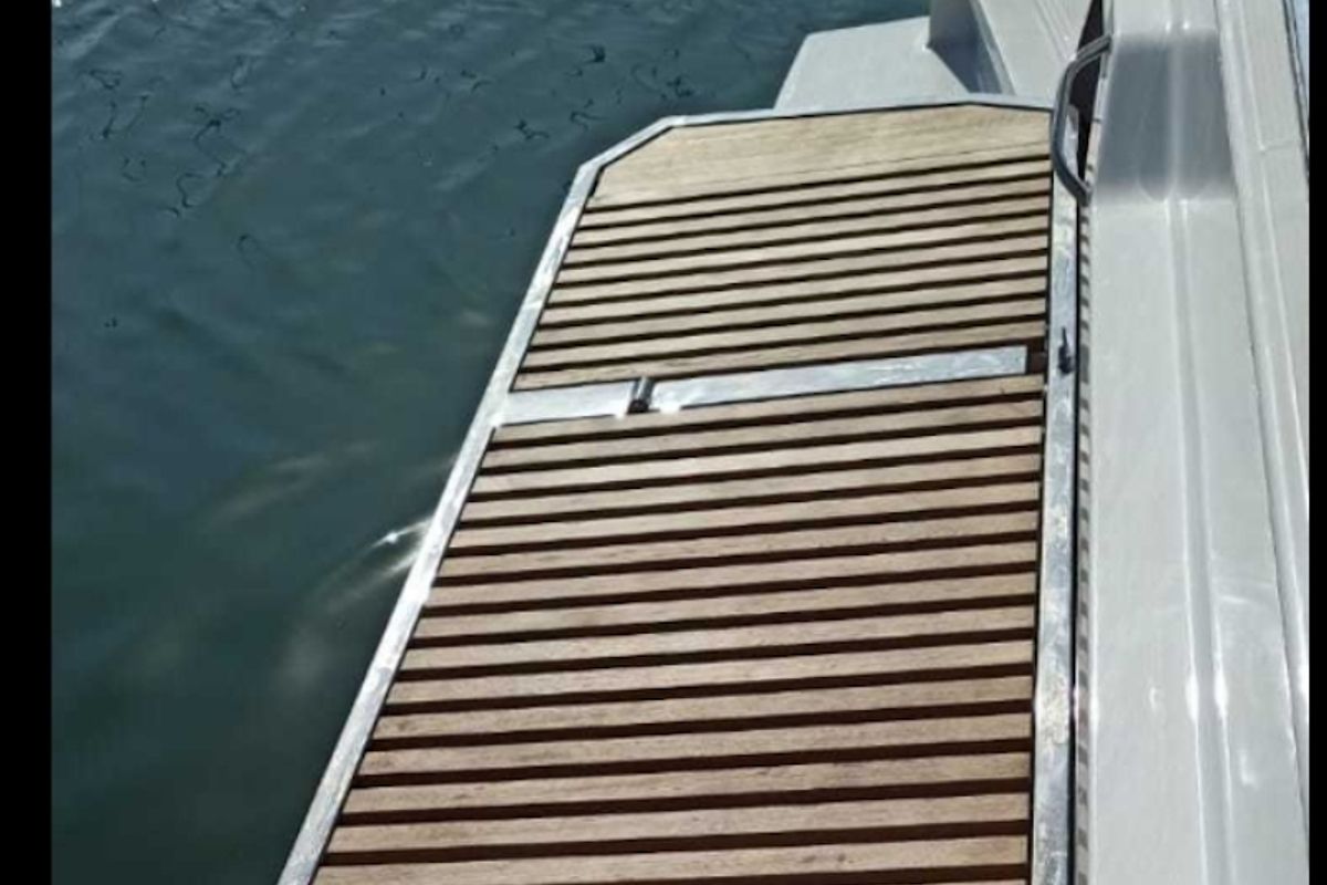 Deck of Dorella, a Fountaine Pajot Astréa 42 catamaran at Marsala, Italy