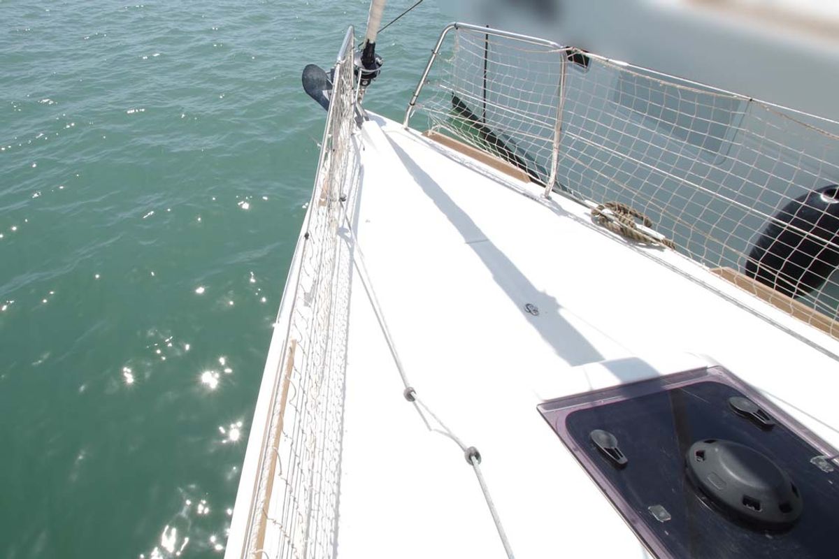 Salon of Castor, a Jeanneau Sun Odyssey 349 sailboat at Felanitx, Spain