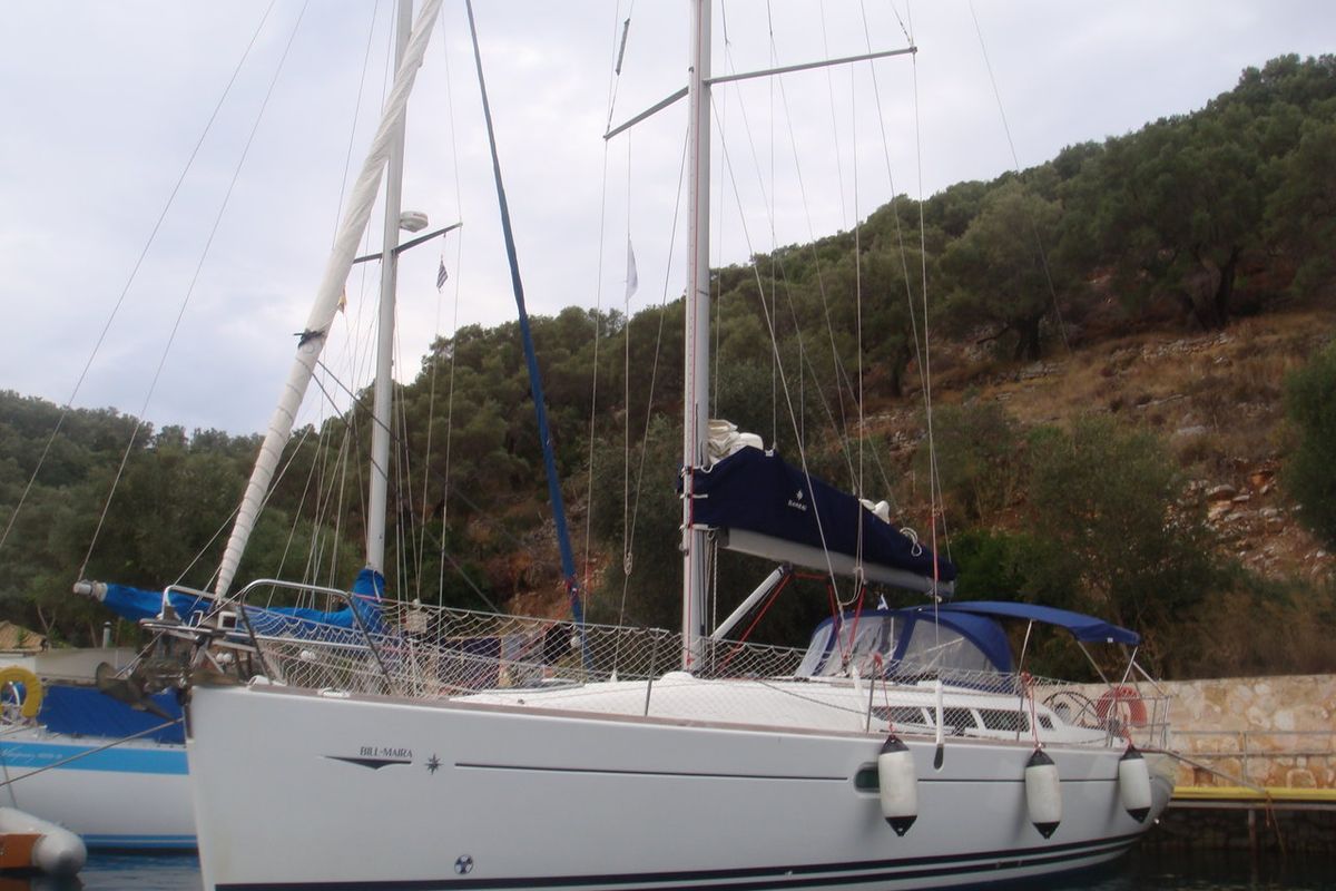 Exterior view of Billmaira, a Jeanneau Sun Odyssey 42i sailboat at Preveza, Greece