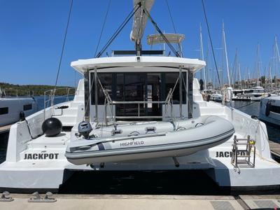 Deck of Jackpot, a Bali 4.2 catamaran at Grad Šibenik, Croatia