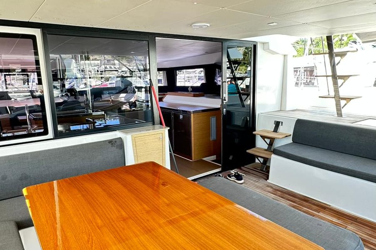 Salon of Casablanca, a Dufour 48 Catamaran catamaran at Primošten, Croatia