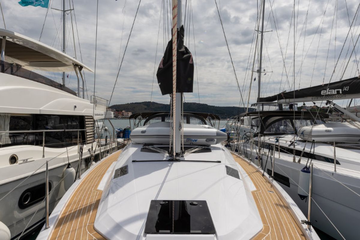 Deck of NIKA, a Elan Impression 45 sailboat at Split, Croatia