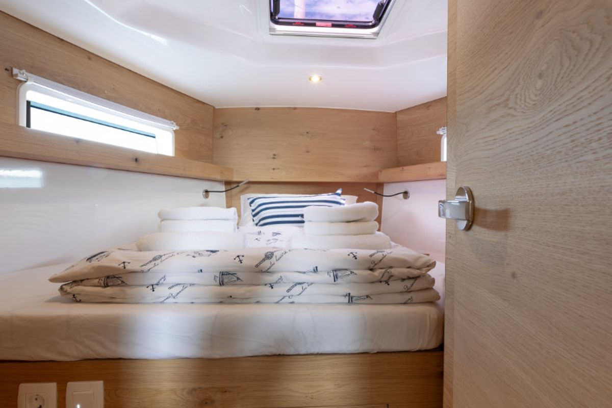 Cabin on NIKA, a Elan Impression 45 sailboat at Split, Croatia