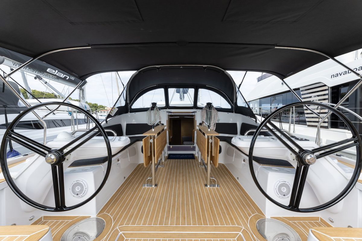 Cockpit of NIKA, a Elan Impression 45 sailboat at Split, Croatia