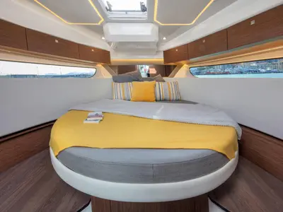 Cabin on Sea King, a Jeanneau Merry Fisher 1095 Fly motorboat at Grad Pula, Croatia