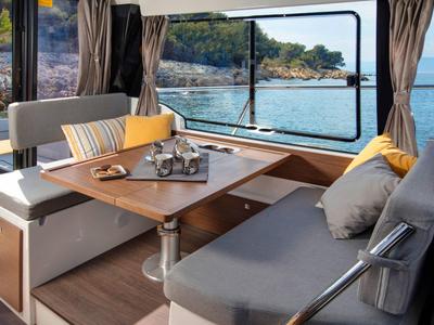 Salon of Sea King, a Jeanneau Merry Fisher 1095 Fly motorboat at Grad Pula, Croatia