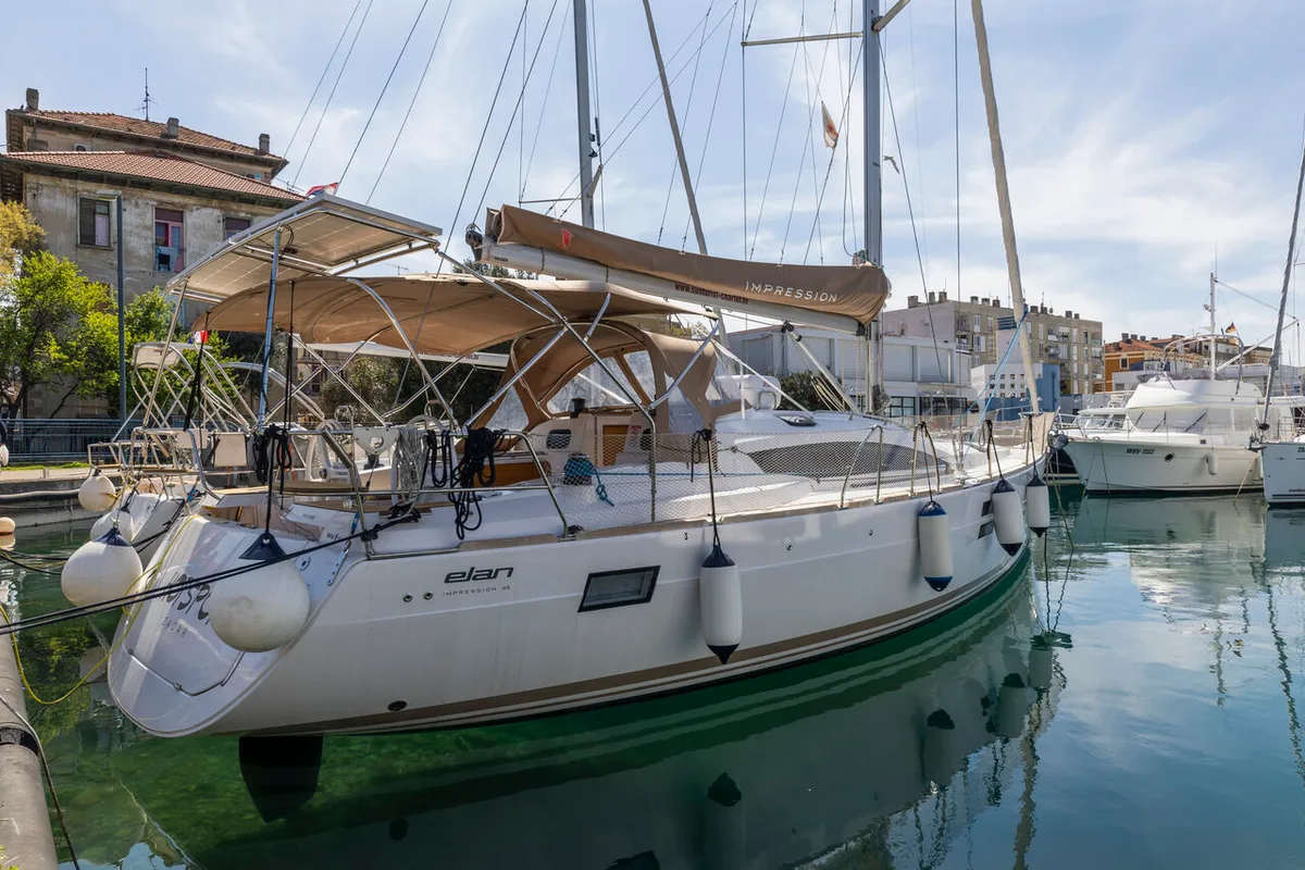 Exterior view of Hotspot, a Elan Impression 45 sailboat at Zadar, Croatia