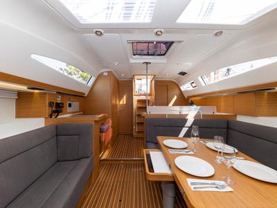 Salon of Hotspot, a Elan Impression 45 sailboat at Zadar, Croatia