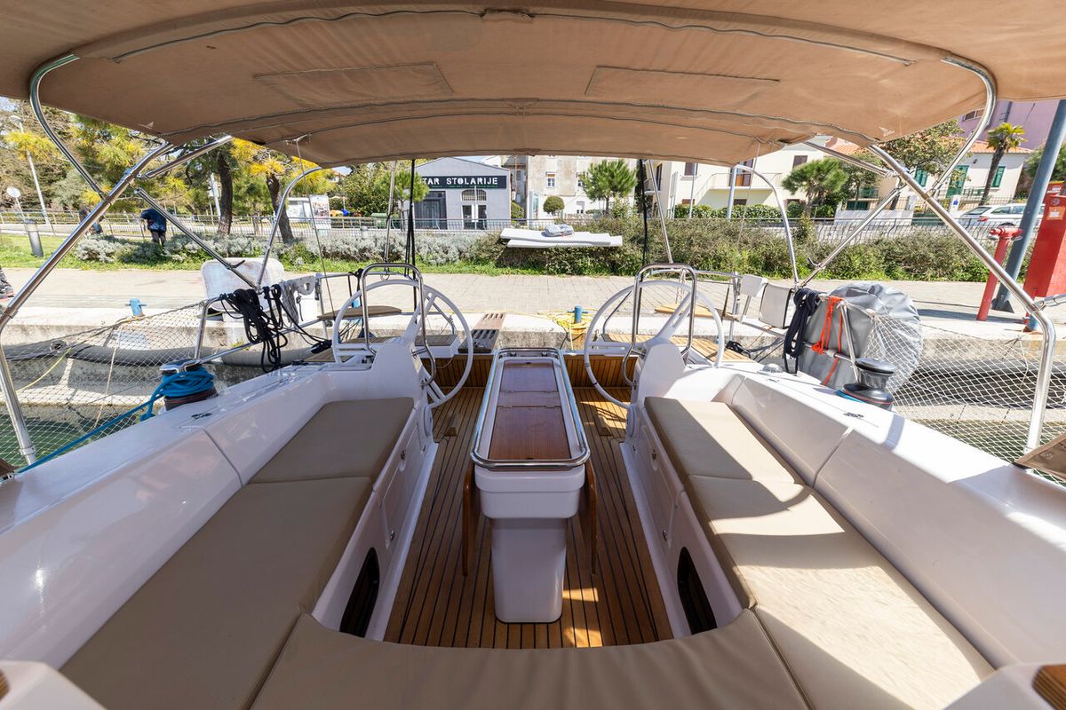 Cockpit of Hotspot, a Elan Impression 45 sailboat at Zadar, Croatia