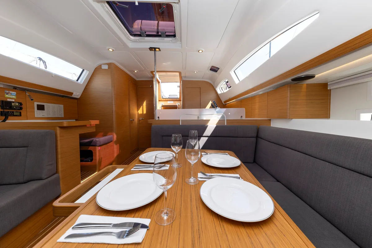 Salon of Hotspot, a Elan Impression 45 sailboat at Zadar, Croatia