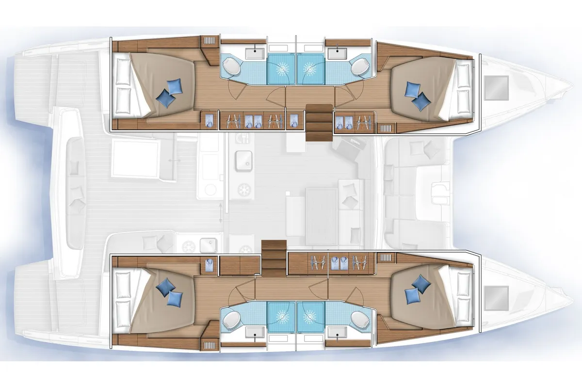 Floor plan of Latria, a Lagoon 46 catamaran at Benitses, Greece