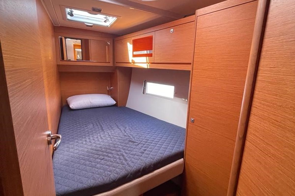 Cabin on Iside, a Dufour 470 sailboat at Capo d'Orlando, Italy