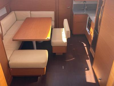 Salon of Iside, a Dufour 470 sailboat at Capo d'Orlando, Italy