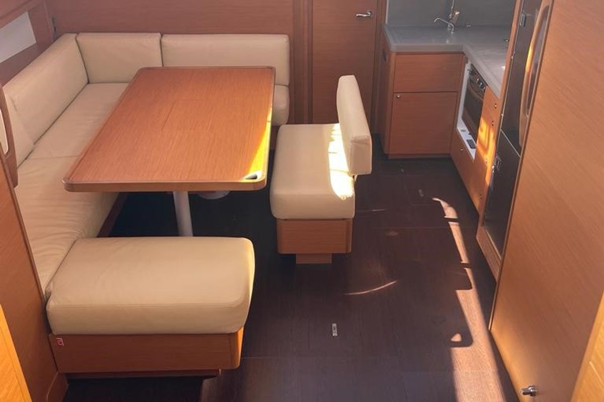 Salon of Iside, a Dufour 470 sailboat at Capo d'Orlando, Italy