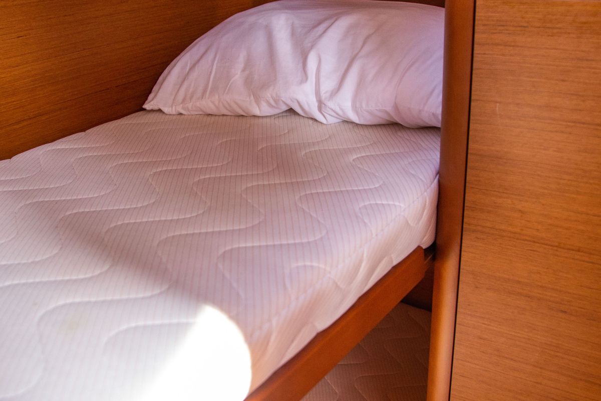 Cabin on Thaleia, a Jeanneau Sun Odyssey 490 sailboat at Benitses, Greece