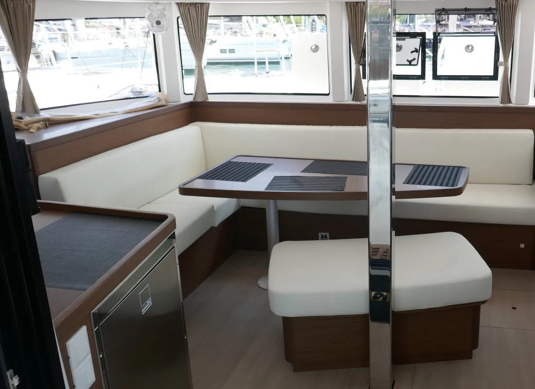 Salon of Coral Seas, a Lagoon 42 catamaran at Lavreotiki Municipal Unit, Greece