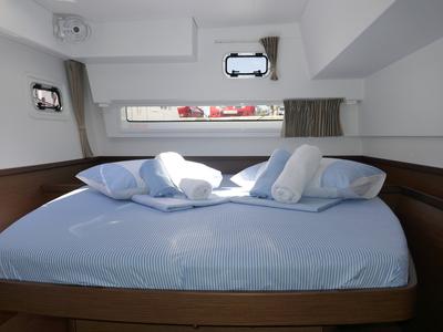 Cabin on Coral Seas, a Lagoon 42 catamaran at Lavreotiki Municipal Unit, Greece