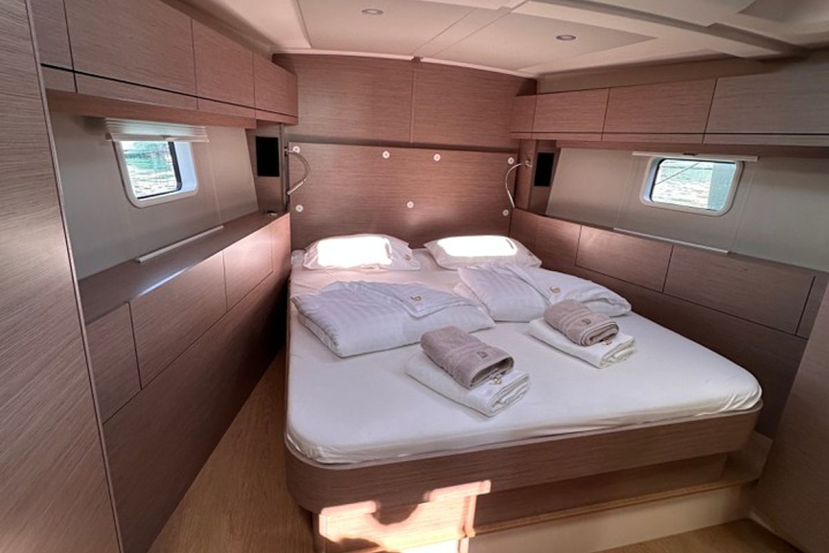 Cabin on Bright Future, a Hanse Yachts Hanse 508 sailboat at Seget Donji, Croatia