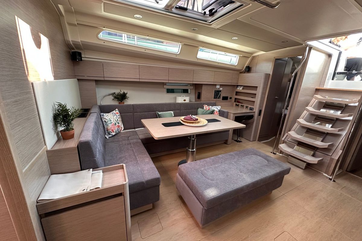 Salon of Bright Future, a Hanse Yachts Hanse 508 sailboat at Seget Donji, Croatia