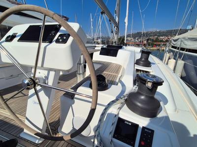 Cockpit of Bright Future, a Hanse Yachts Hanse 508 sailboat at Seget Donji, Croatia