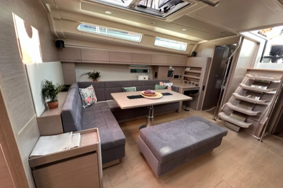 Salon of Bright Future, a Hanse Yachts Hanse 508 sailboat at Seget Donji, Croatia