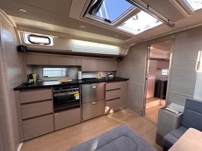 Galley of Bright Future, a Hanse Yachts Hanse 508 sailboat at Seget Donji, Croatia