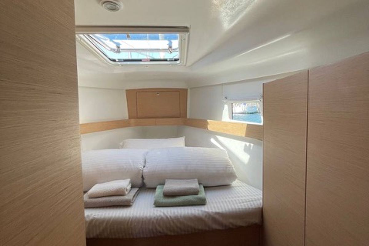 Cabin on Skyfall, a Elan Impression 45 sailboat at Slano, Croatia
