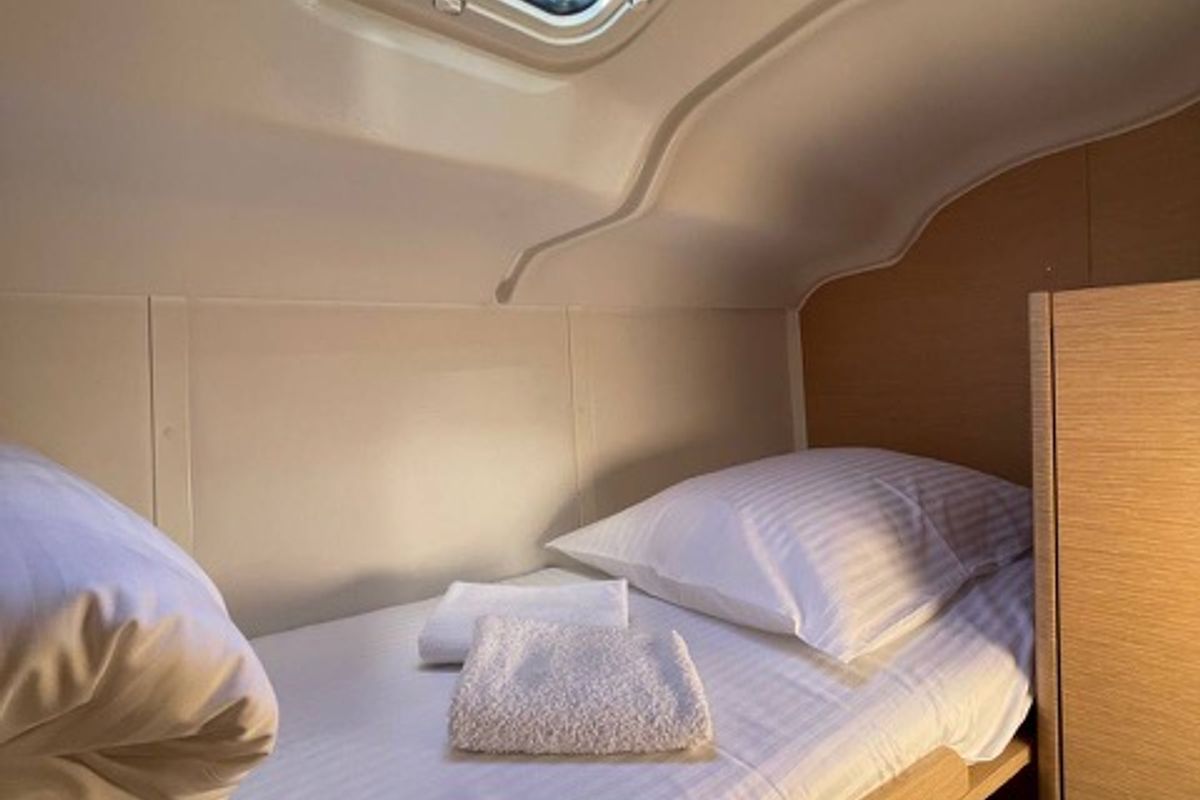 Cabin on Skyfall, a Elan Impression 45 sailboat at Slano, Croatia