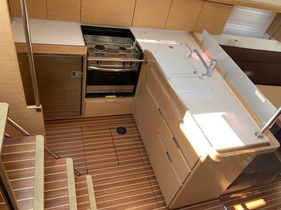 Galley of Skyfall, a Elan Impression 45 sailboat at Slano, Croatia