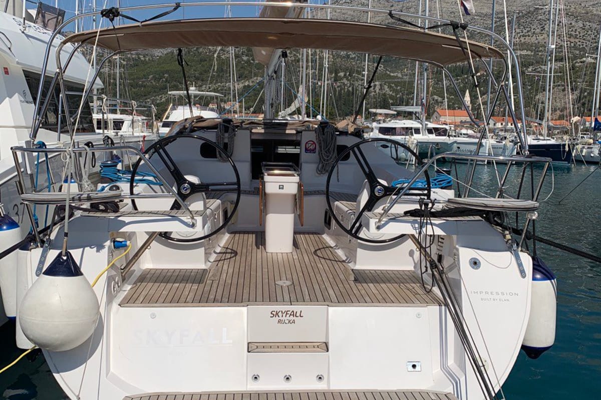 Cockpit of Skyfall, a Elan Impression 45 sailboat at Slano, Croatia