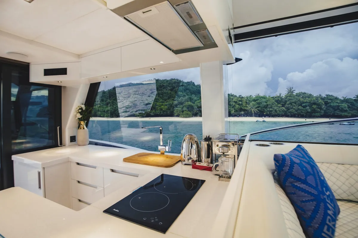 Liquid Asset, a Galeon Galeon 500 Fly yacht at Ko Kaeo, Thailand