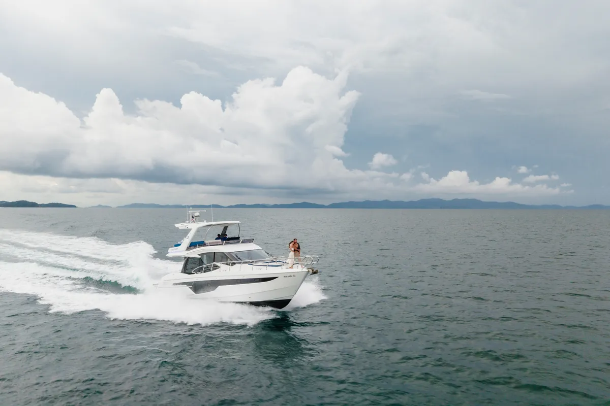 Liquid Asset, a Galeon Galeon 500 Fly yacht at Ko Kaeo, Thailand