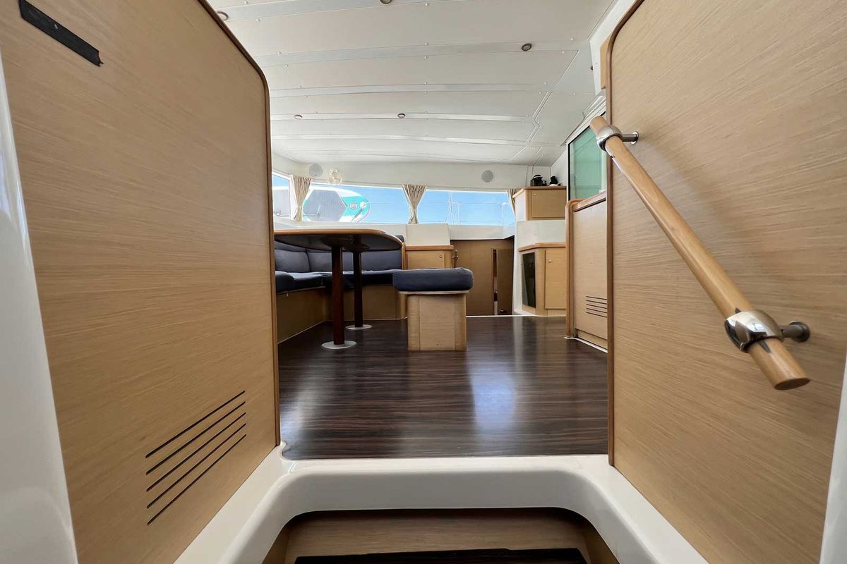 Salon of Comfort, a Lagoon 420 catamaran at Bodrum, Turkey