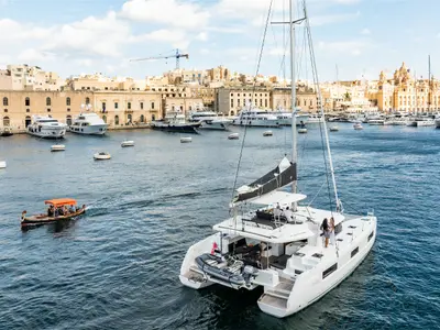 Premium, a Lagoon Lagoon 46 catamaran at Ta' Xbiex, Malta